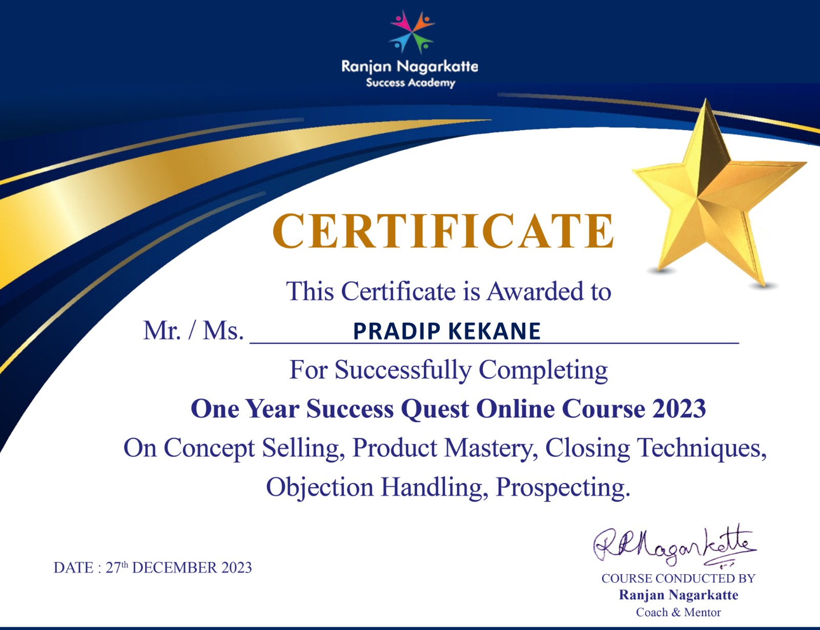 One Year Success Quest Online Course 2023